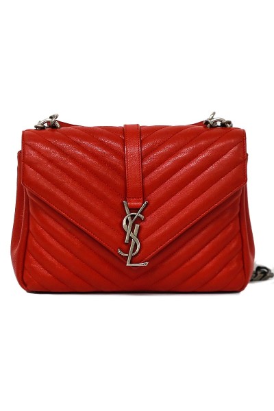 Yves Saint Laurent College in red leather