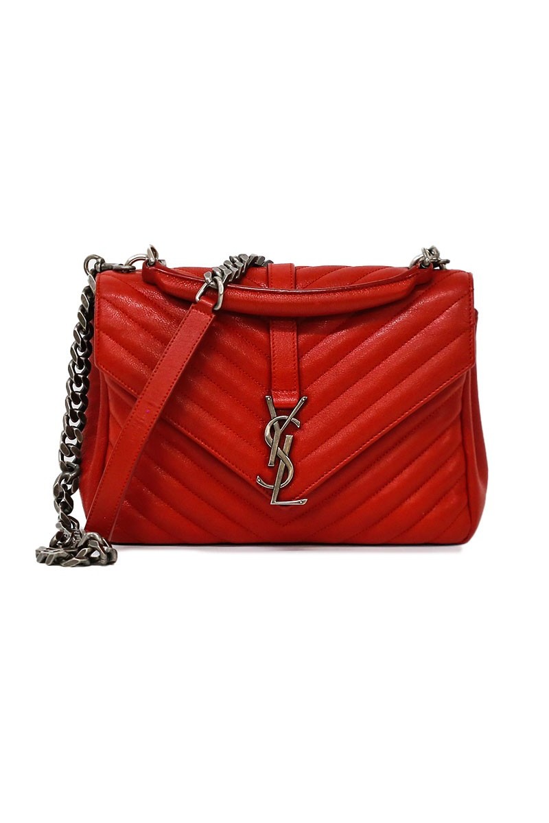 Yves Saint Laurent College in red leather